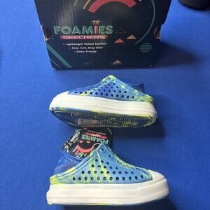Skechers Boy's Foamies Guzman Flash Solar Beamz Slip-On Blue/Lime Size 6 Toddler